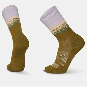 Le BENT MERINO Light Cushion Crew Socks The Range Moss Green Graphic UnisexSz M